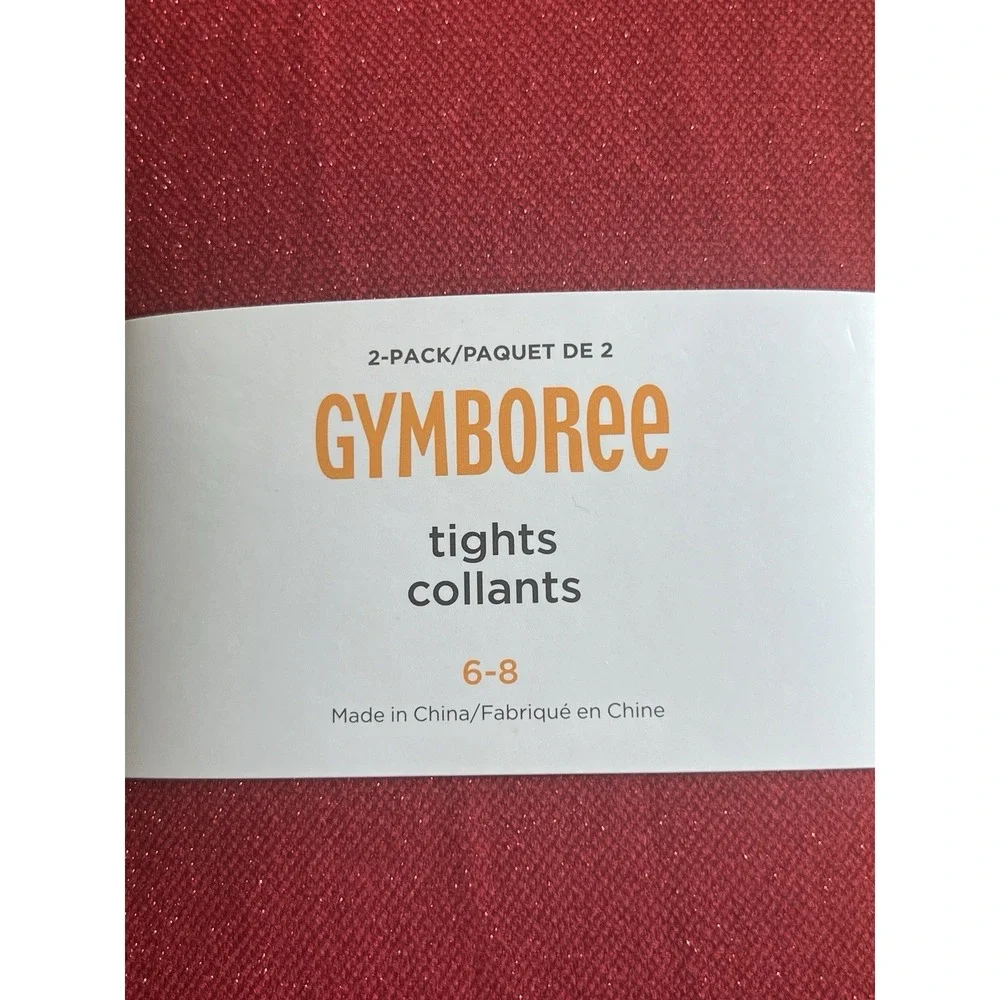 Gymboree 2 Pack Girls Sparkle‎ Tights Size 6-8 Red & White NEW